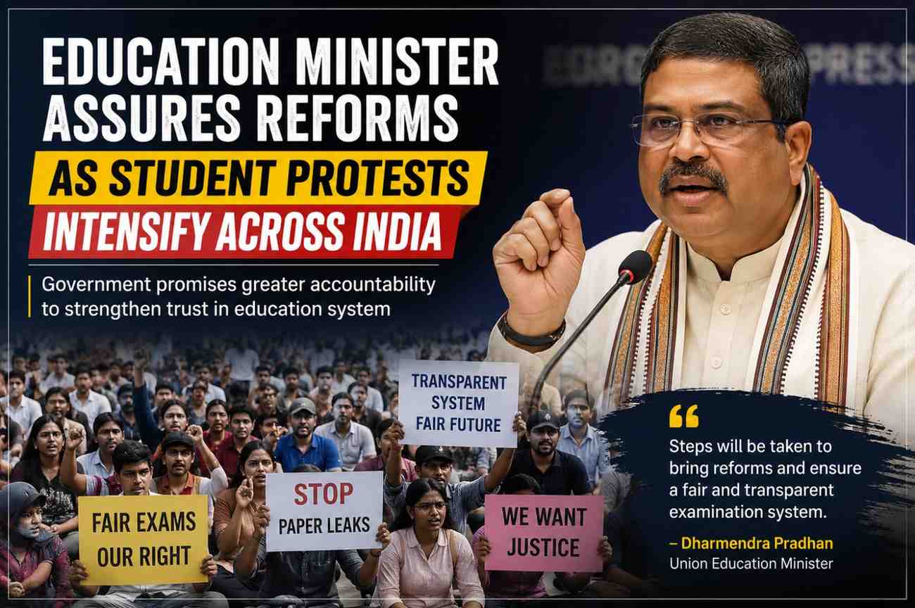 Education Minister Assures Reforms as Student Protests Intensify Across India